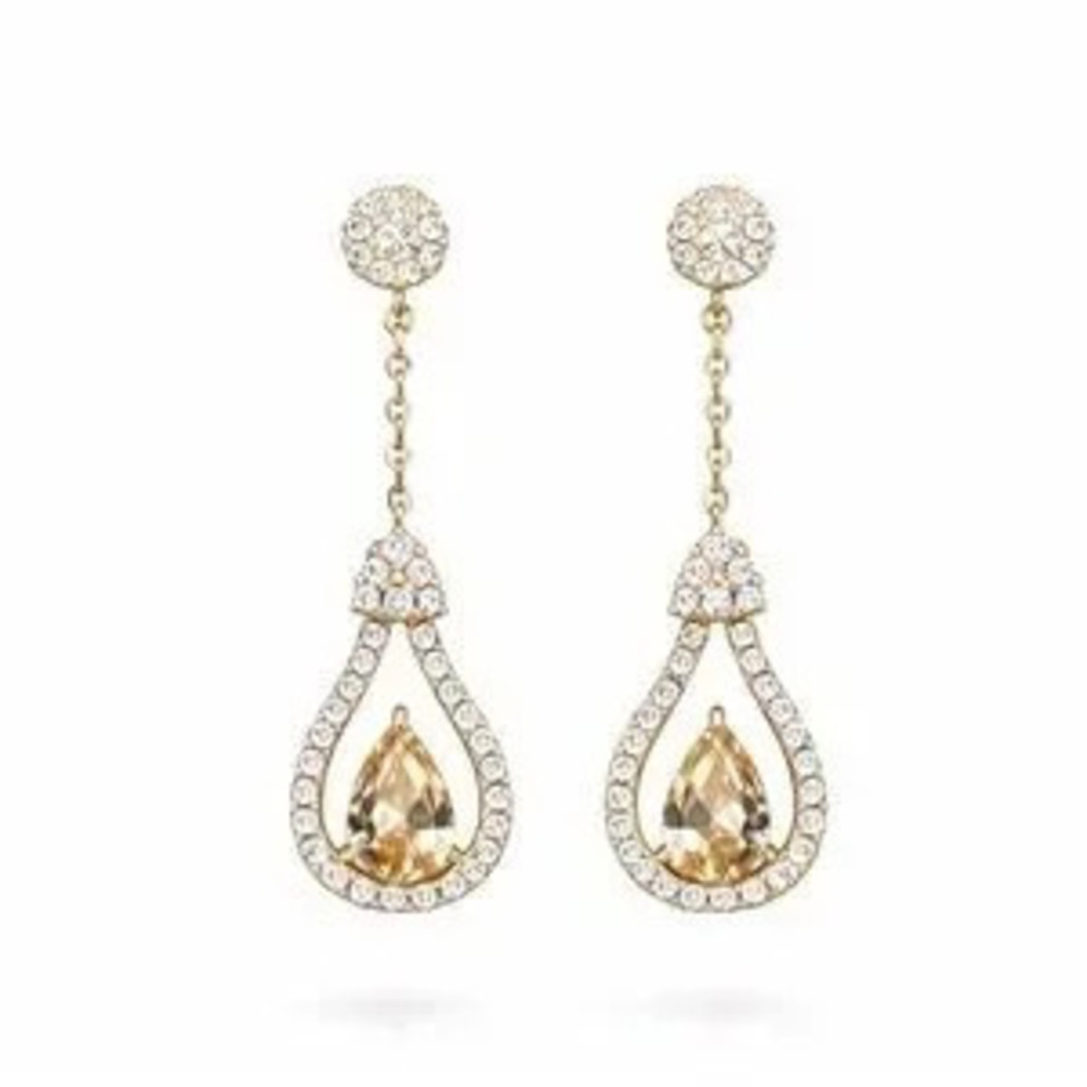 Luxury Gold Drop Earrings With Zirconia